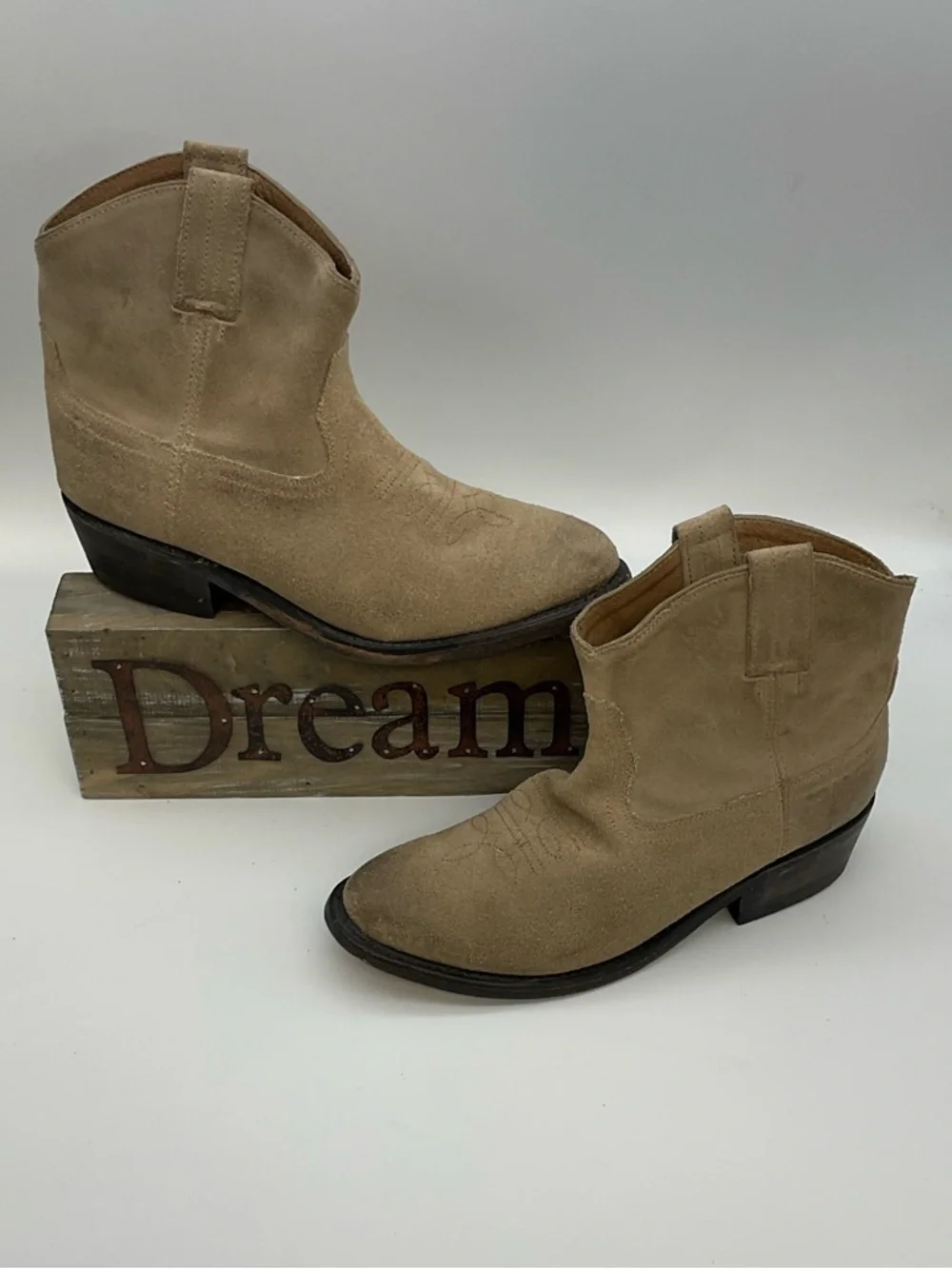 Steve Madden Autry Suede Ankle Cowboy Boots Size 6 Western Rodeo Festival - Picture 2 of 8